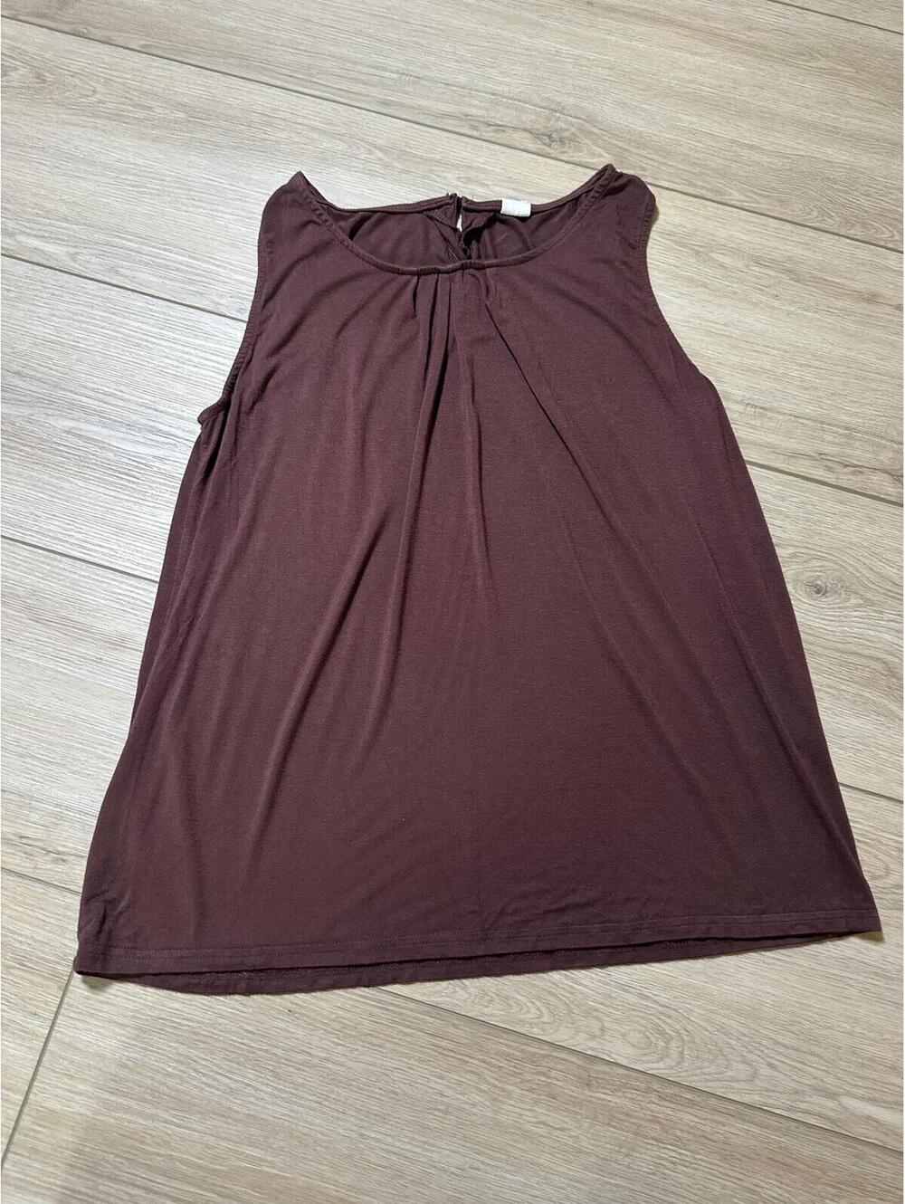 iGENJUN Sleeveless Burgundy Tunic Tank Top Button Back Women's Large